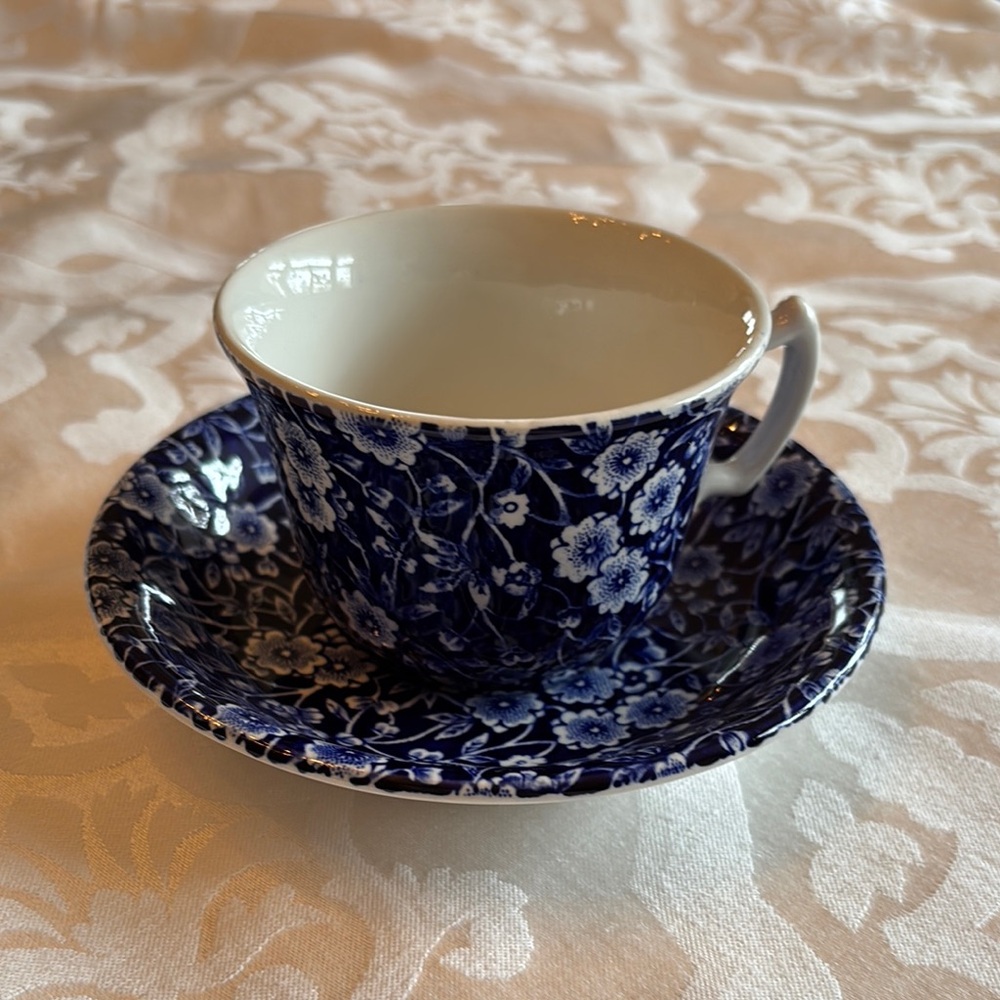 Antique Burleigh Calico teacup and saucer, mint condition